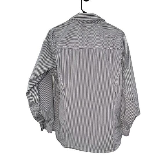 Torrid Black and White Pinstripe Button Up Long Sleeve Blouse - Picture 3 of 4